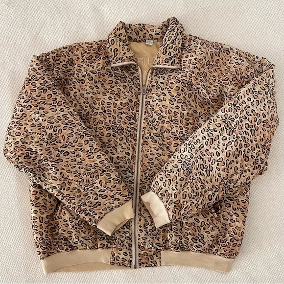 Fuda International 100% Silk Leopard Print Bomber Jacket Size Large - Picture 11 of 12